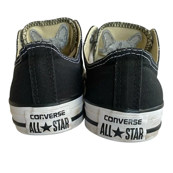 Converse Sneakers Women’s 9 Men’s 7 Black Custom French Bulldog Embroidery - Picture 10 of 14
